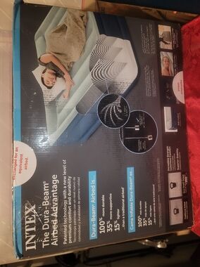 Intex Dura-Beam Airbed Mattress w/ Built In Pillow & Internal Pump - Blue